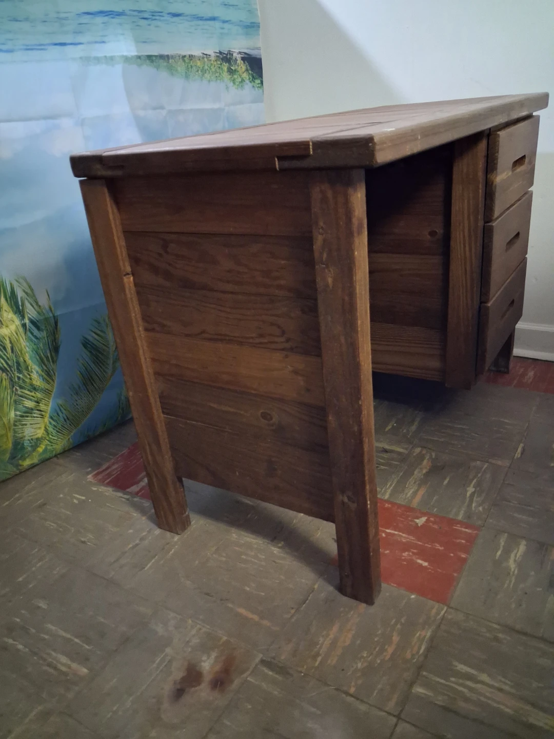 Natural Rustic Wooden Desk with Three Drawers - photo 5