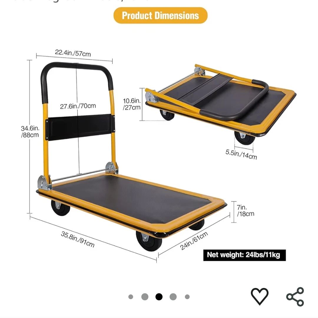 RedSwing Push Cart Dolly Platform Hand Truck Yellow