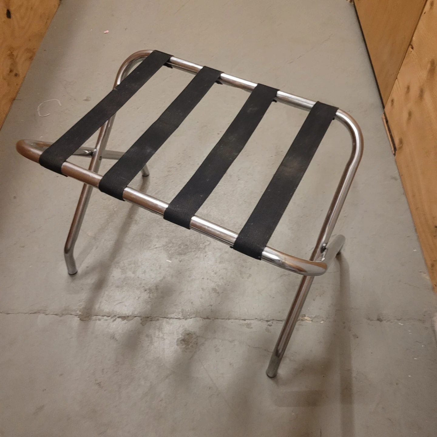 Chrome Luggage Rack with Black Straps