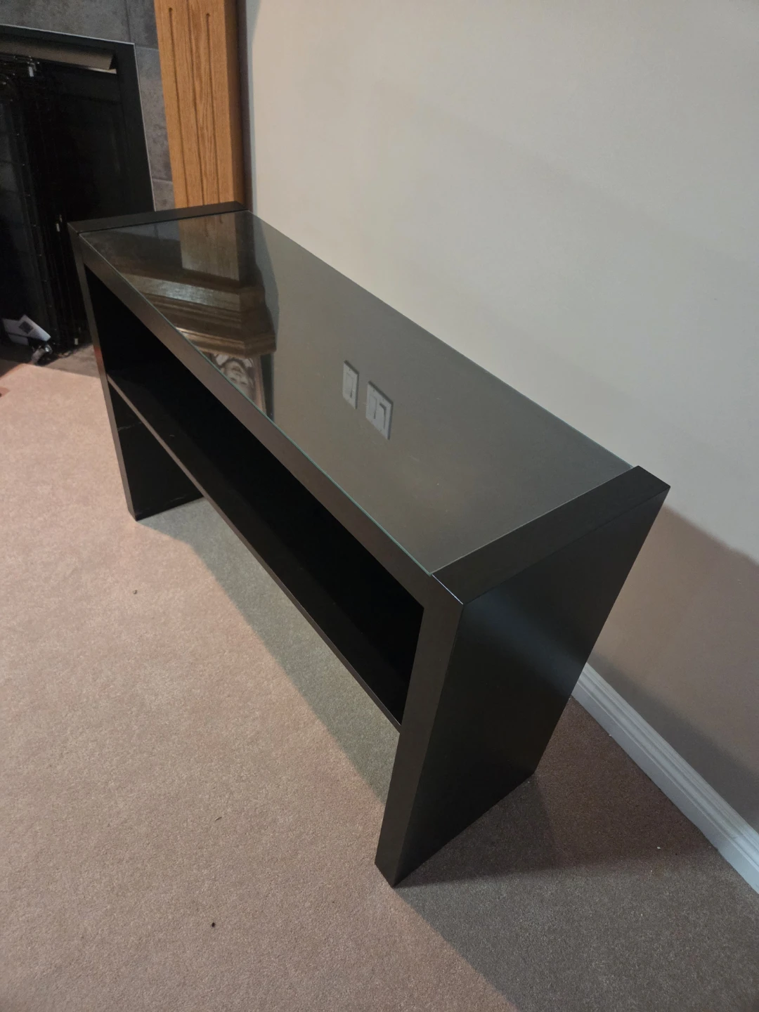 Black Console Table with Glass Top