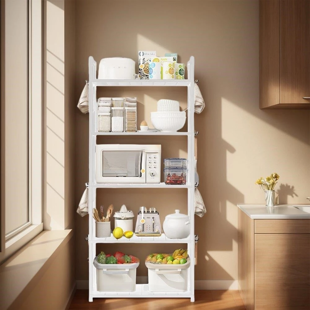New<> 5-Tier White Kitchen Storage Shelf Rack