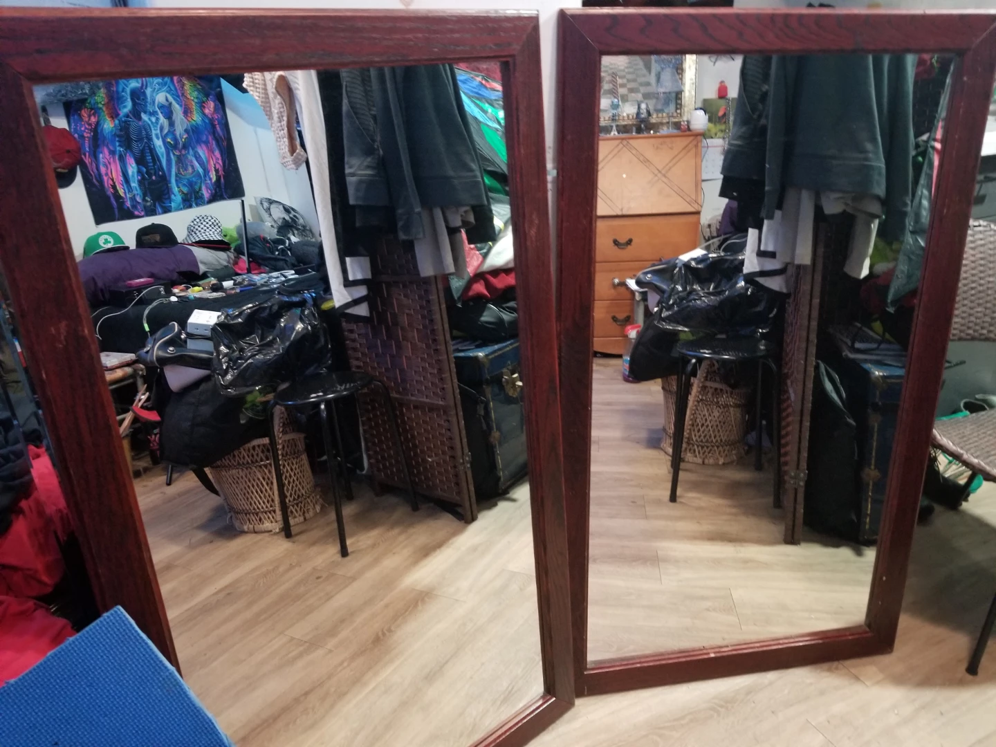 2 Matching Large Wood Framed Floor Mirror