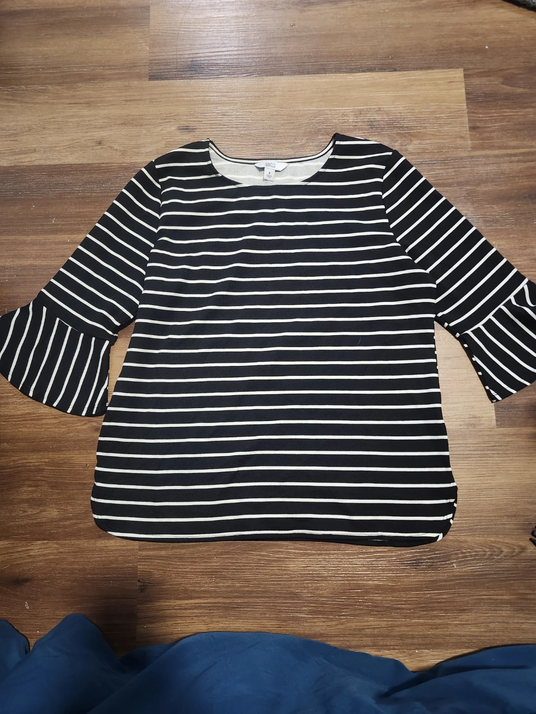Earth & Willow Black and White Striped Top