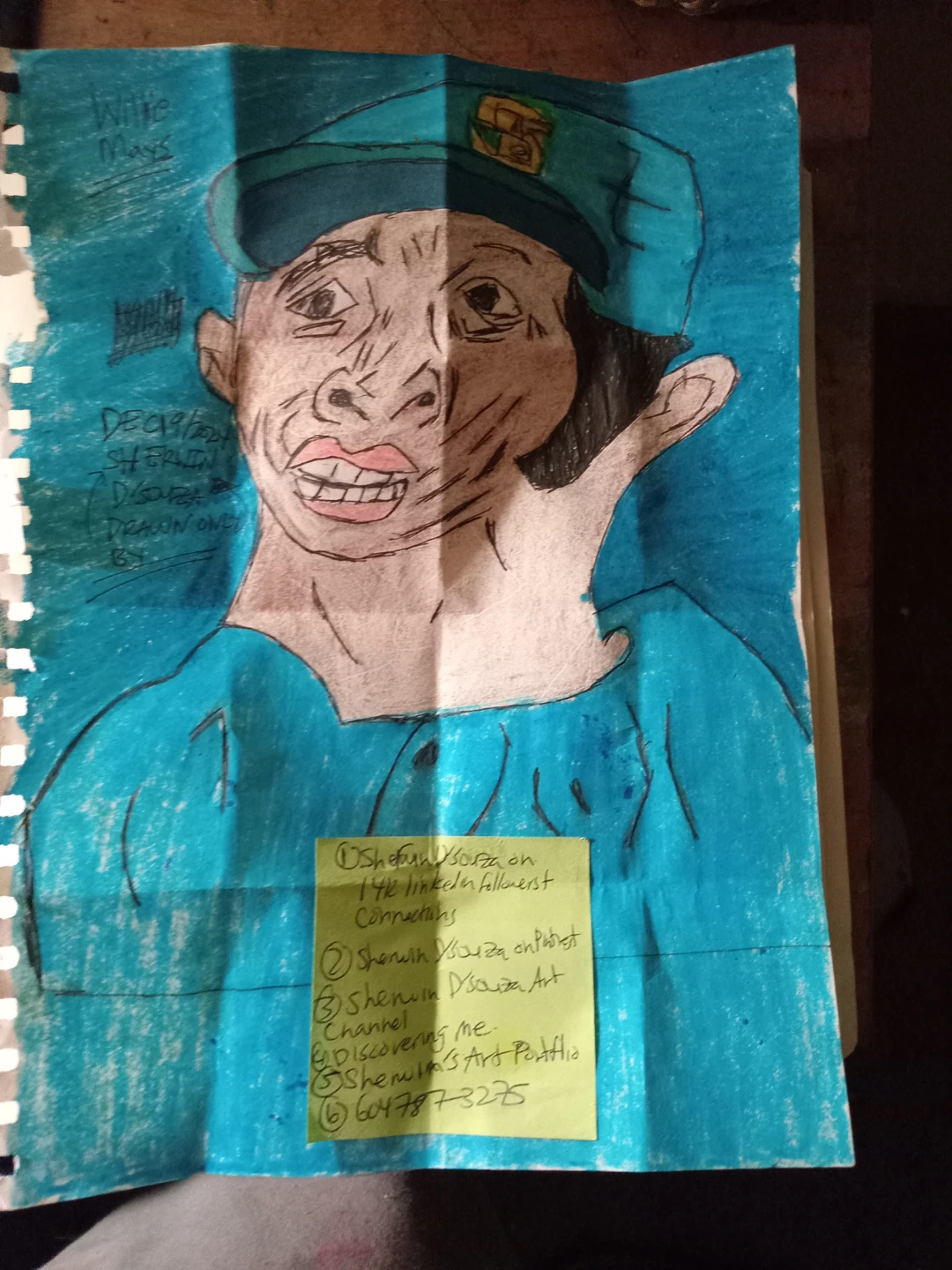 WILLIE MAYS DRAWING BY CUSTOM ARTIST SHERWIN - photo 4