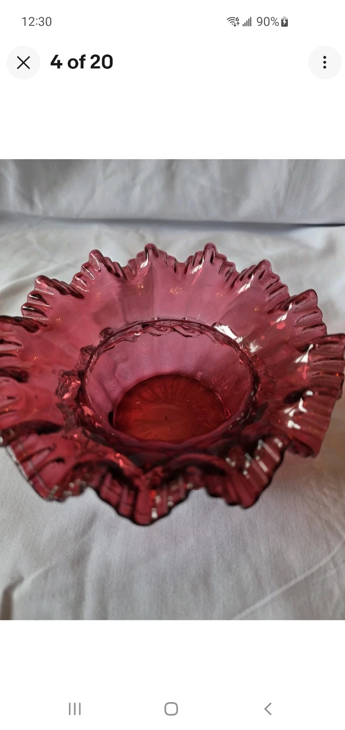Vintage Ruby Red Crimped Glass Bowl - photo 5