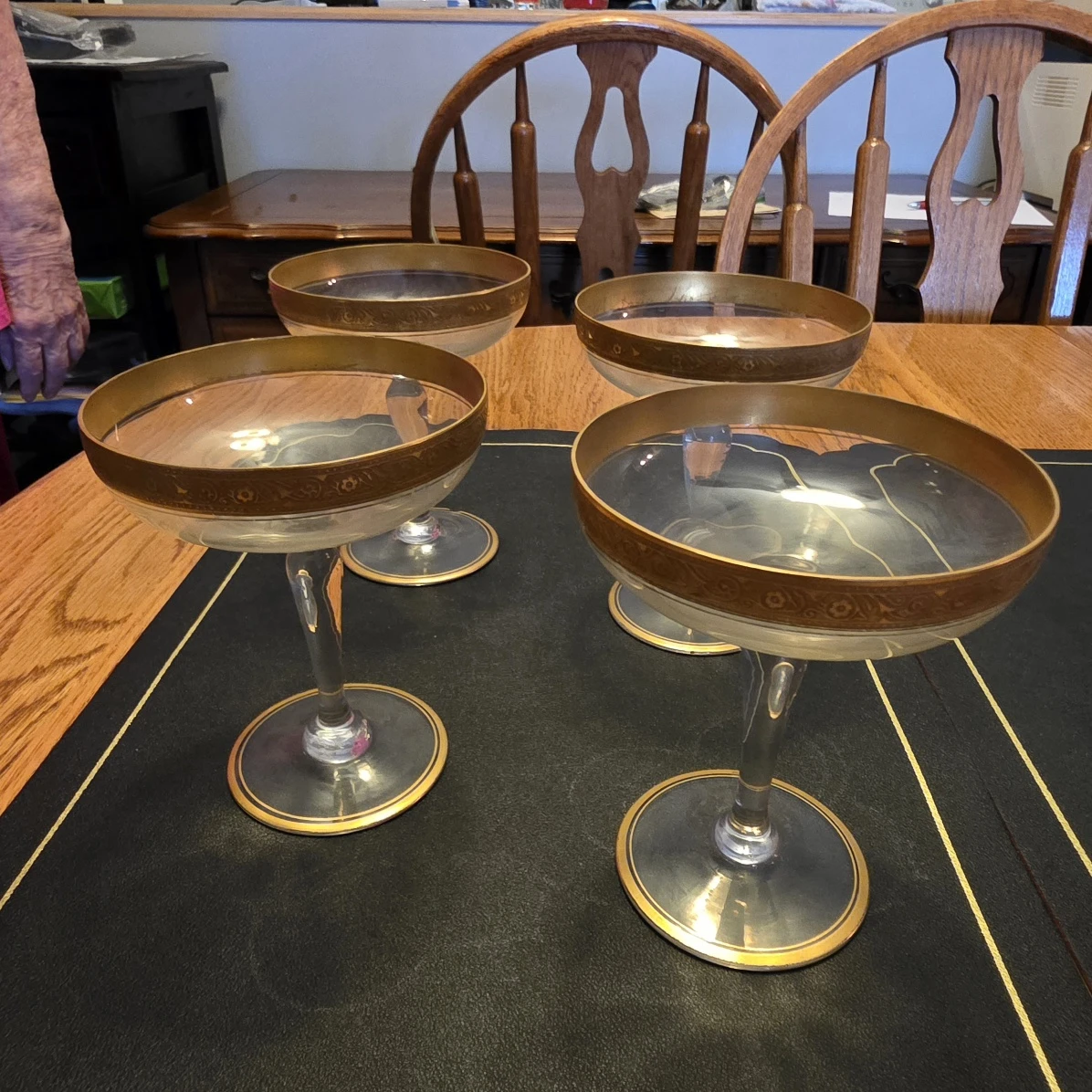 MCM Gold Rim Glassware Collection - 16pc Greek Key & Floral Set - photo 4