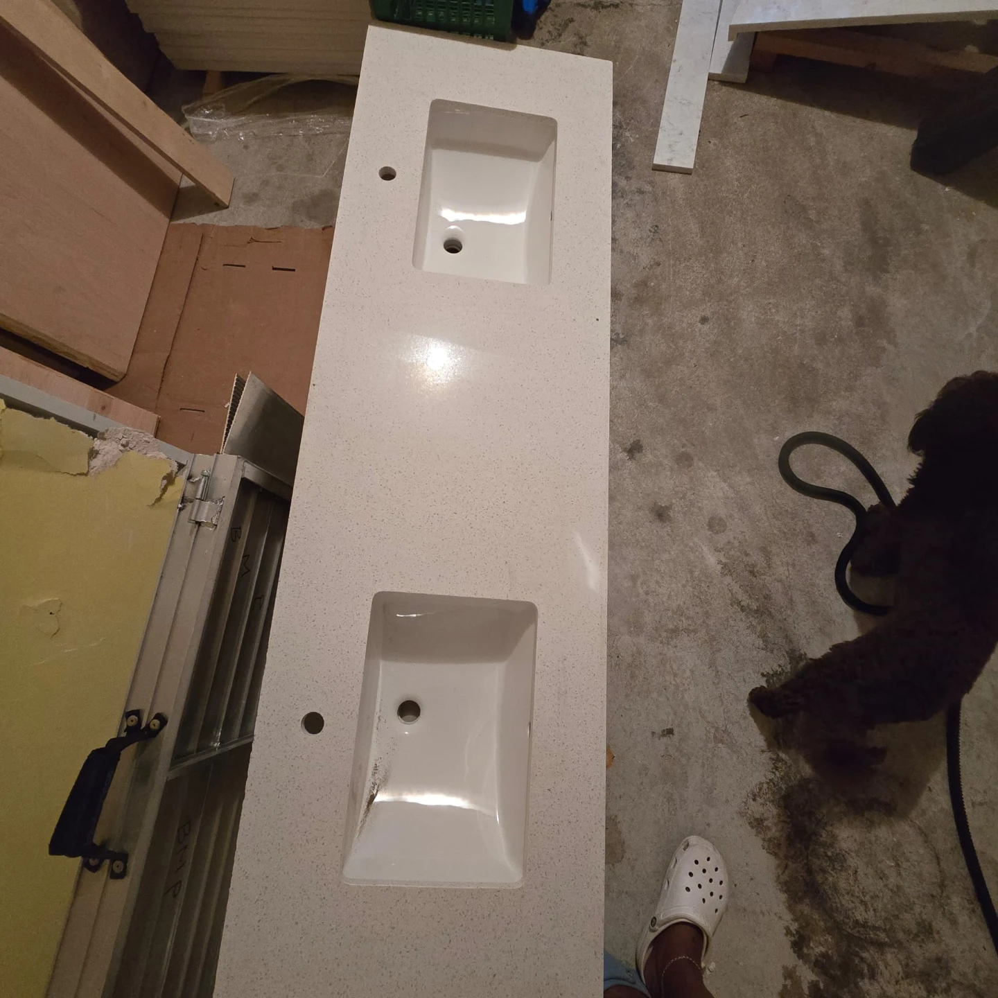 Double Sink Quartz Bathroom Vanity Countertop