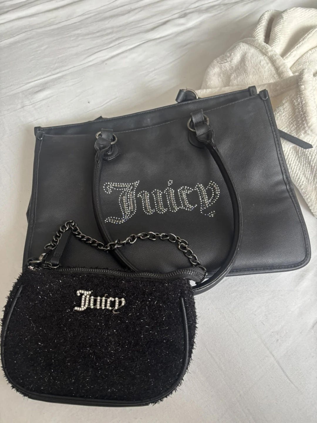 Juicy Couture Black Tote and Mini Handbag Set