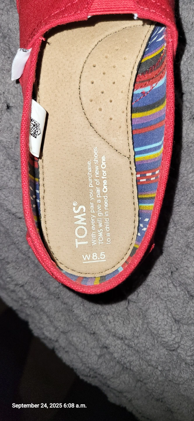 TOMS Classic Red Canvas Slip-On Shoes - Women's 8.5 - photo 3