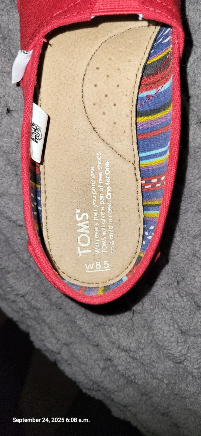 TOMS Classic Red Canvas Slip-On Shoes - Women's 8.5 - photo 3