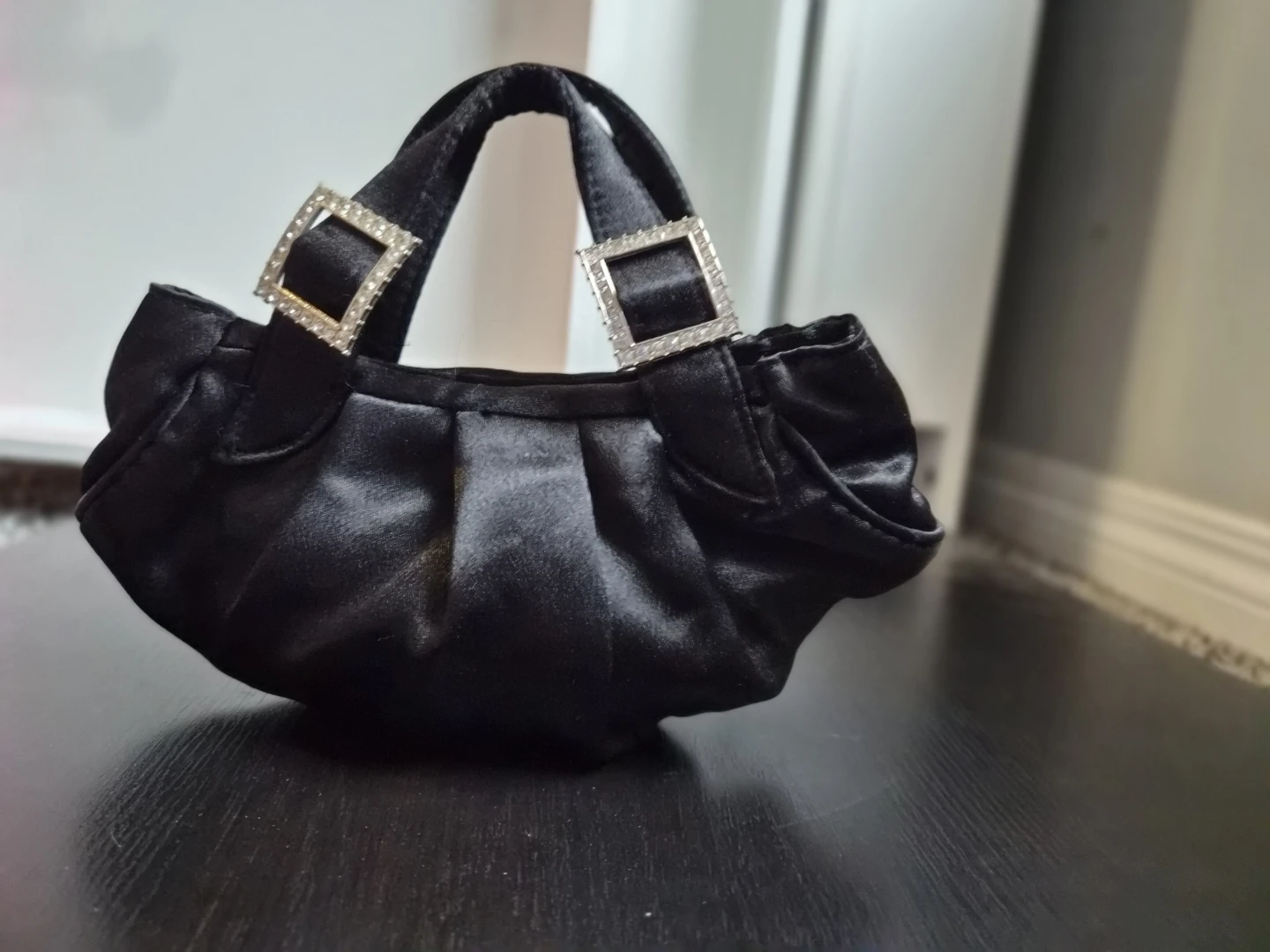 Tiny Black Satin Evening Bag