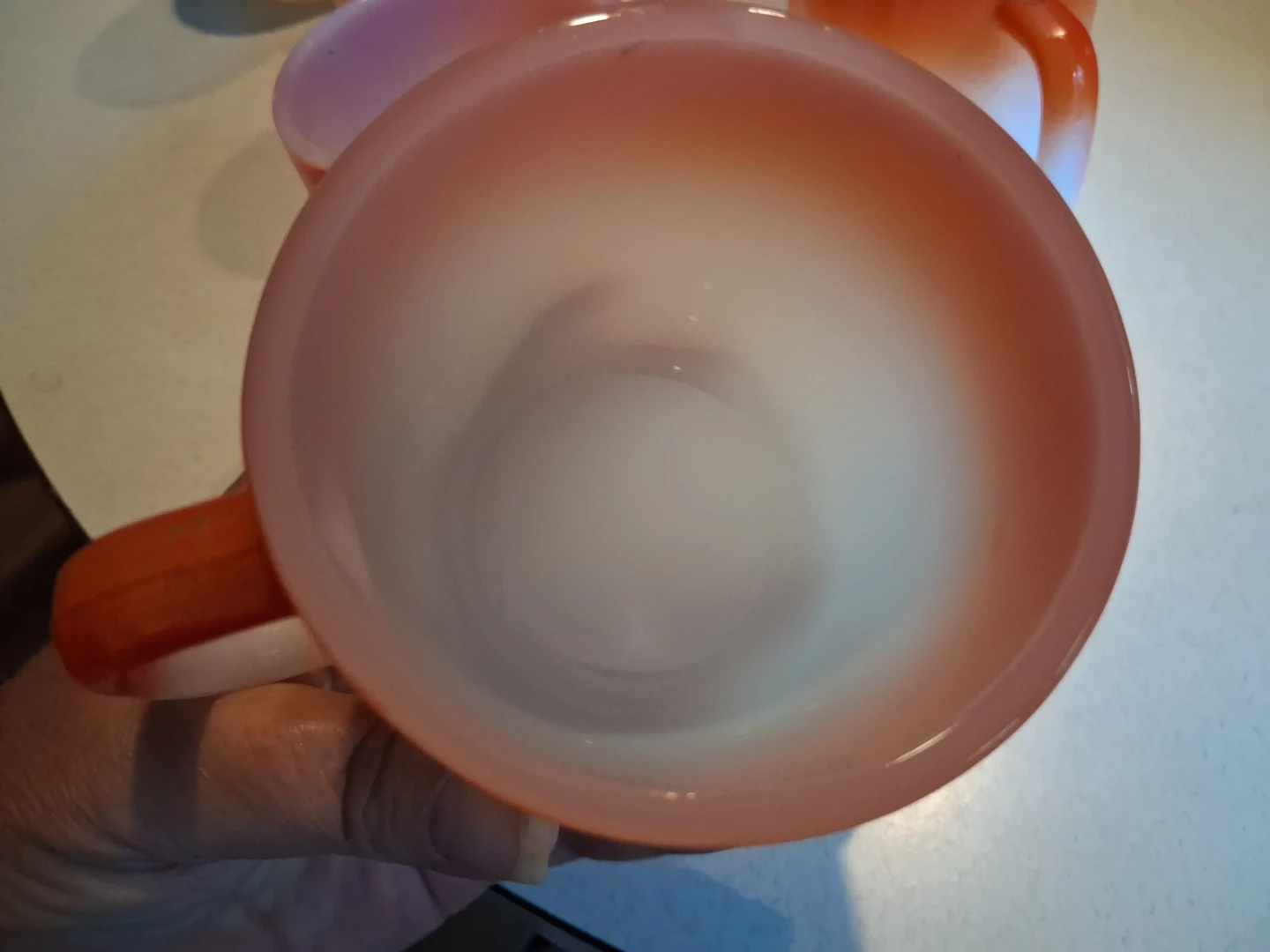 Set of 6 Orange Ombre  Fade Milk Glass Mugs - photo 4