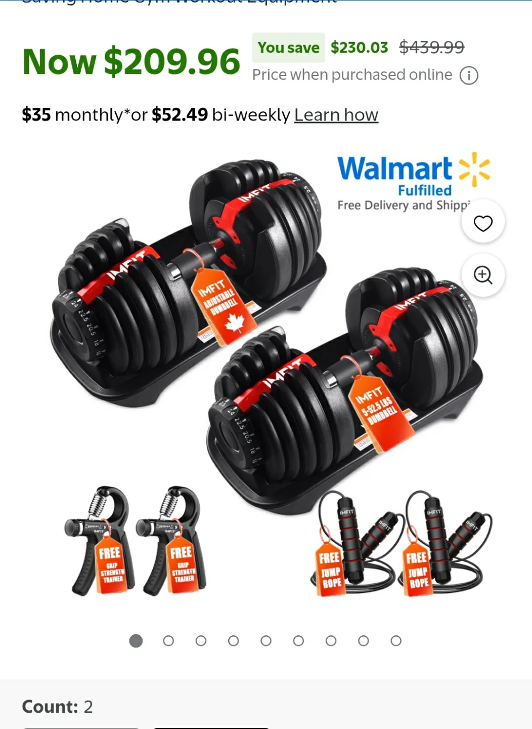IMFIT Adjustable Dumbbell Set 5-52.5 lbs