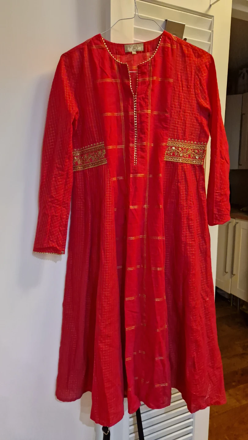🏈 Red Embroidered Long dress