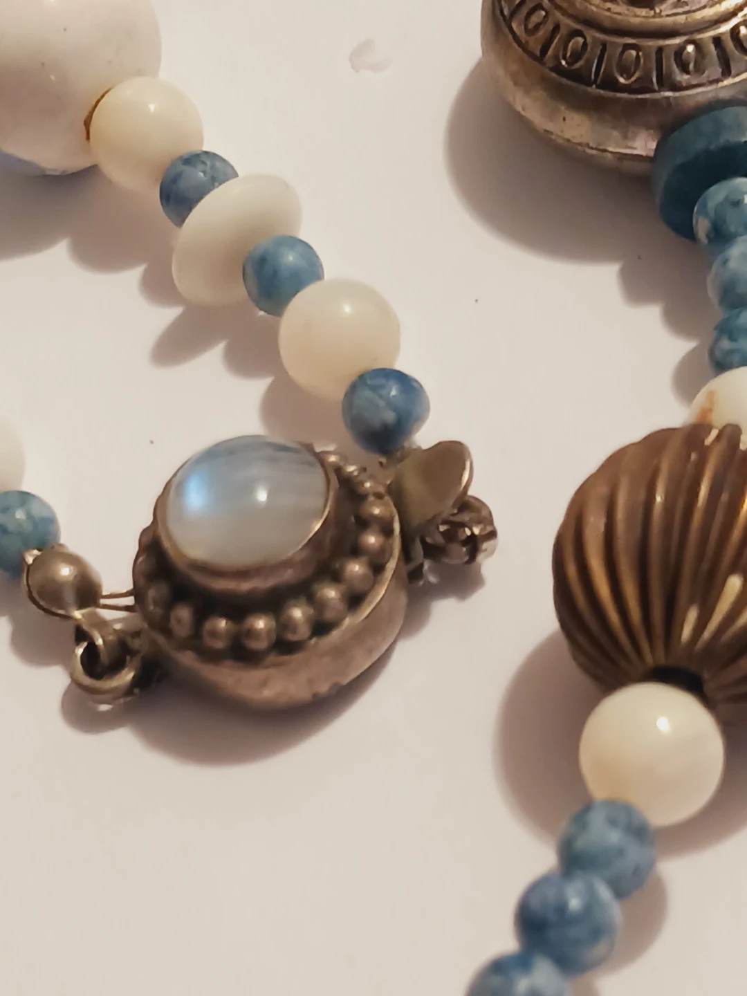 Sterling Silver Moonstone Clasp Unique Statement Necklace - photo 3