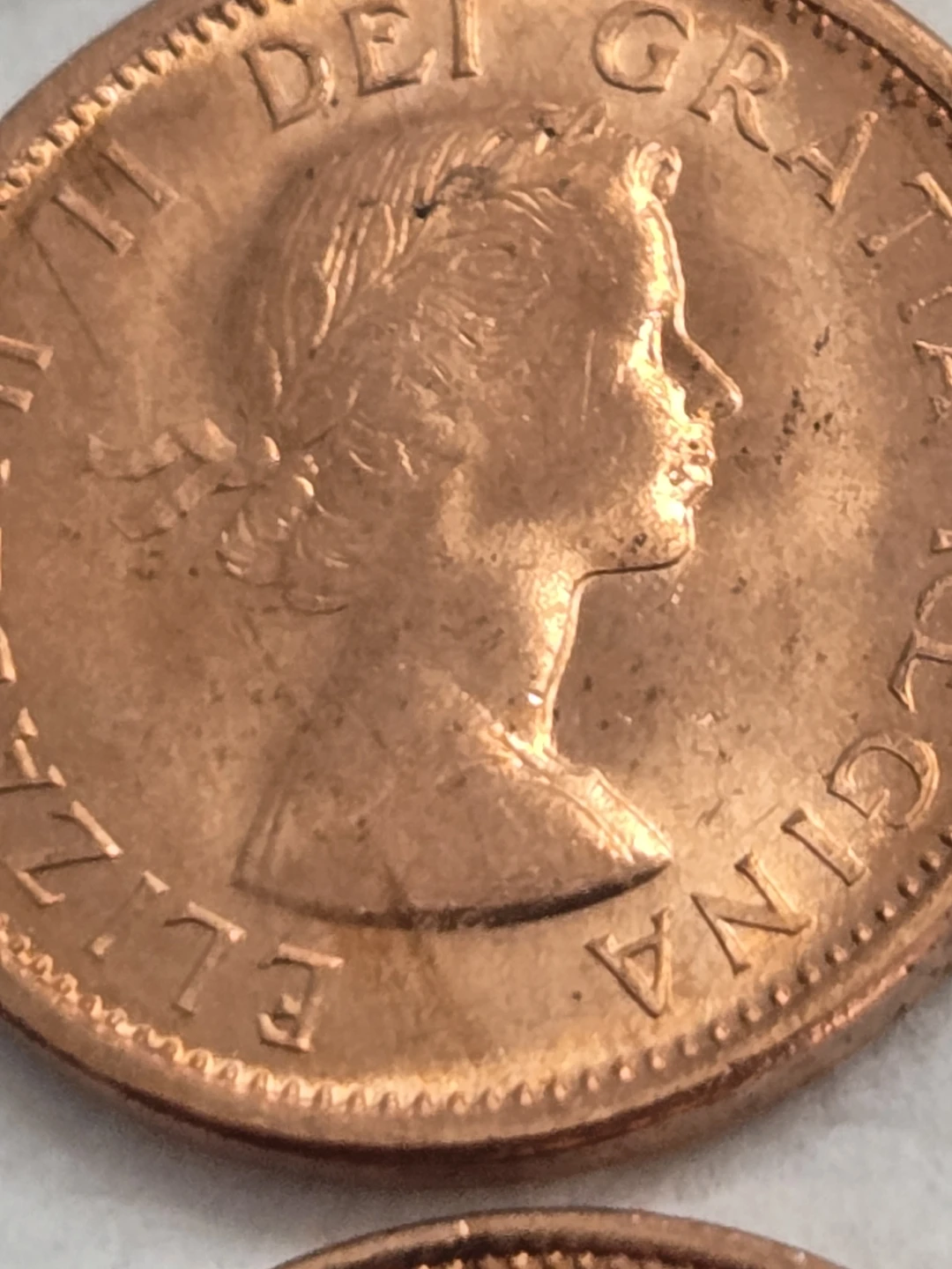 50 Vintage "Hanging 8" 1958 Canadian One Cent Coins - photo 5