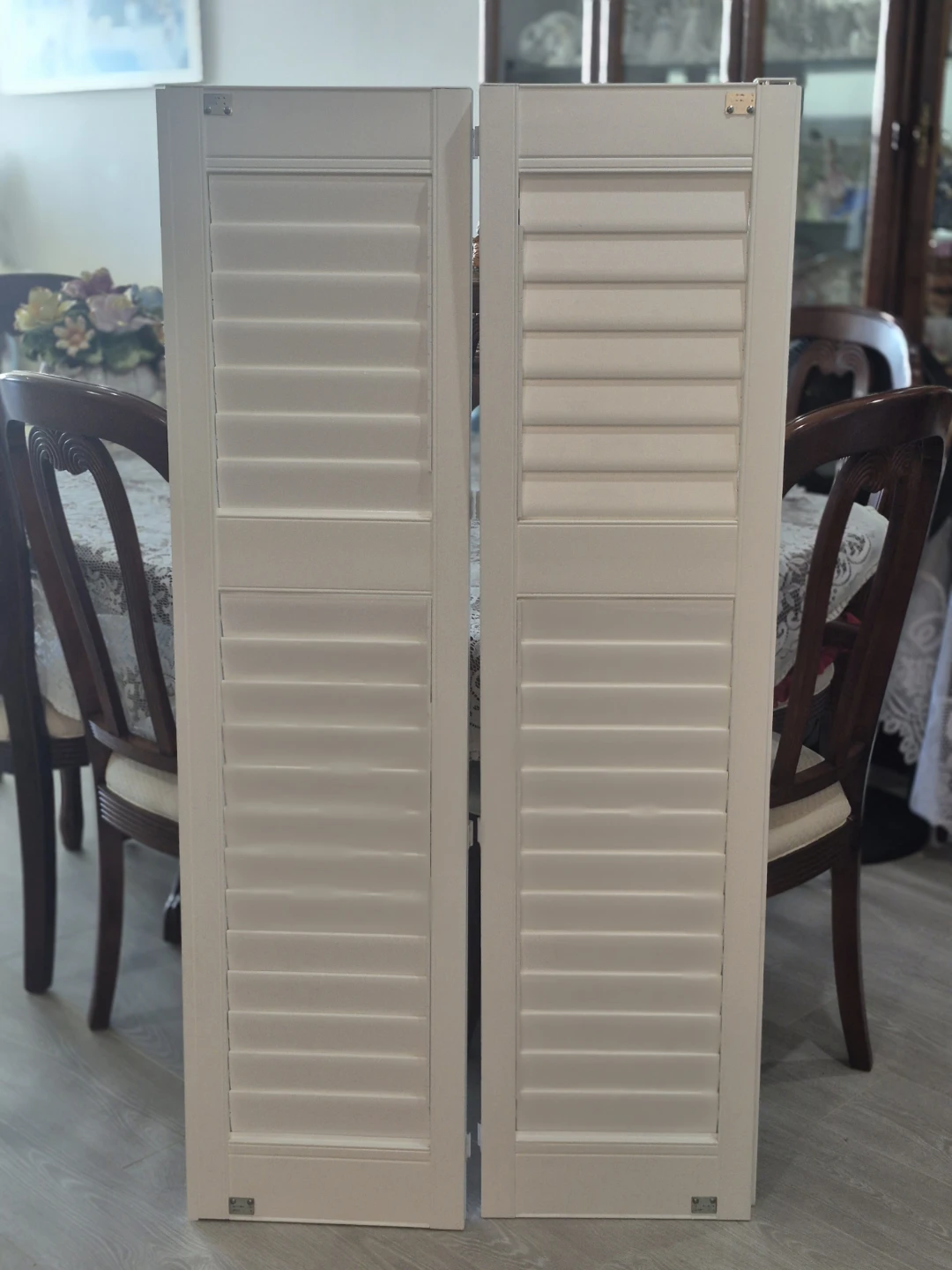 Set of White Louvered Window Shutters