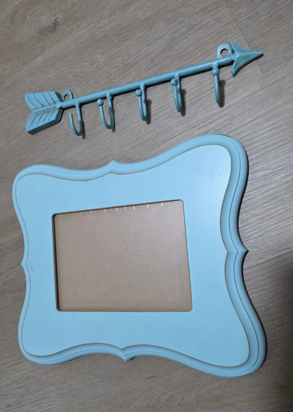 Turquoise home decor set: Curtains, photo frame, and wall hook - photo 4