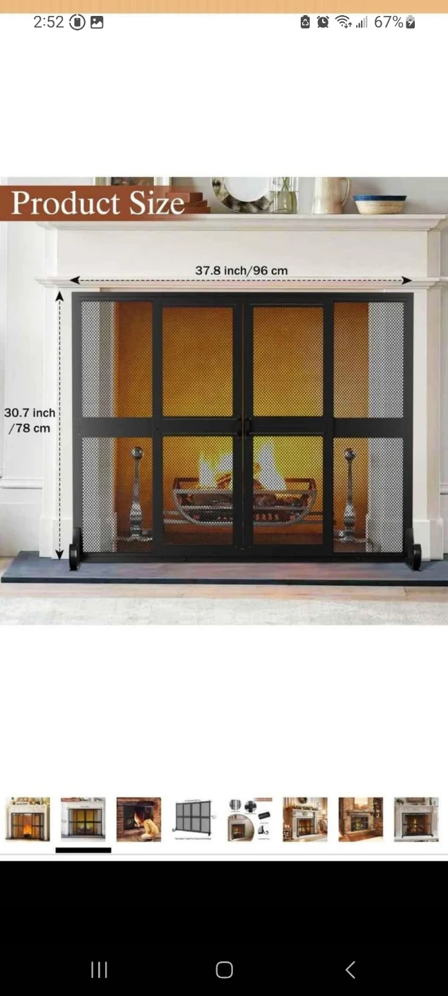 Large Wrought Iron Fireplace Screen with Sliding Doors - photo 2