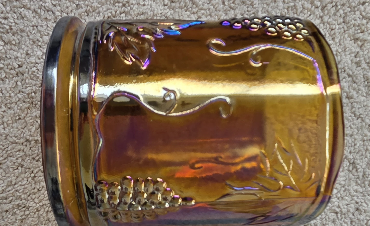 Vintage Amber Iridescent Carnival Glass Tumbler - photo 2