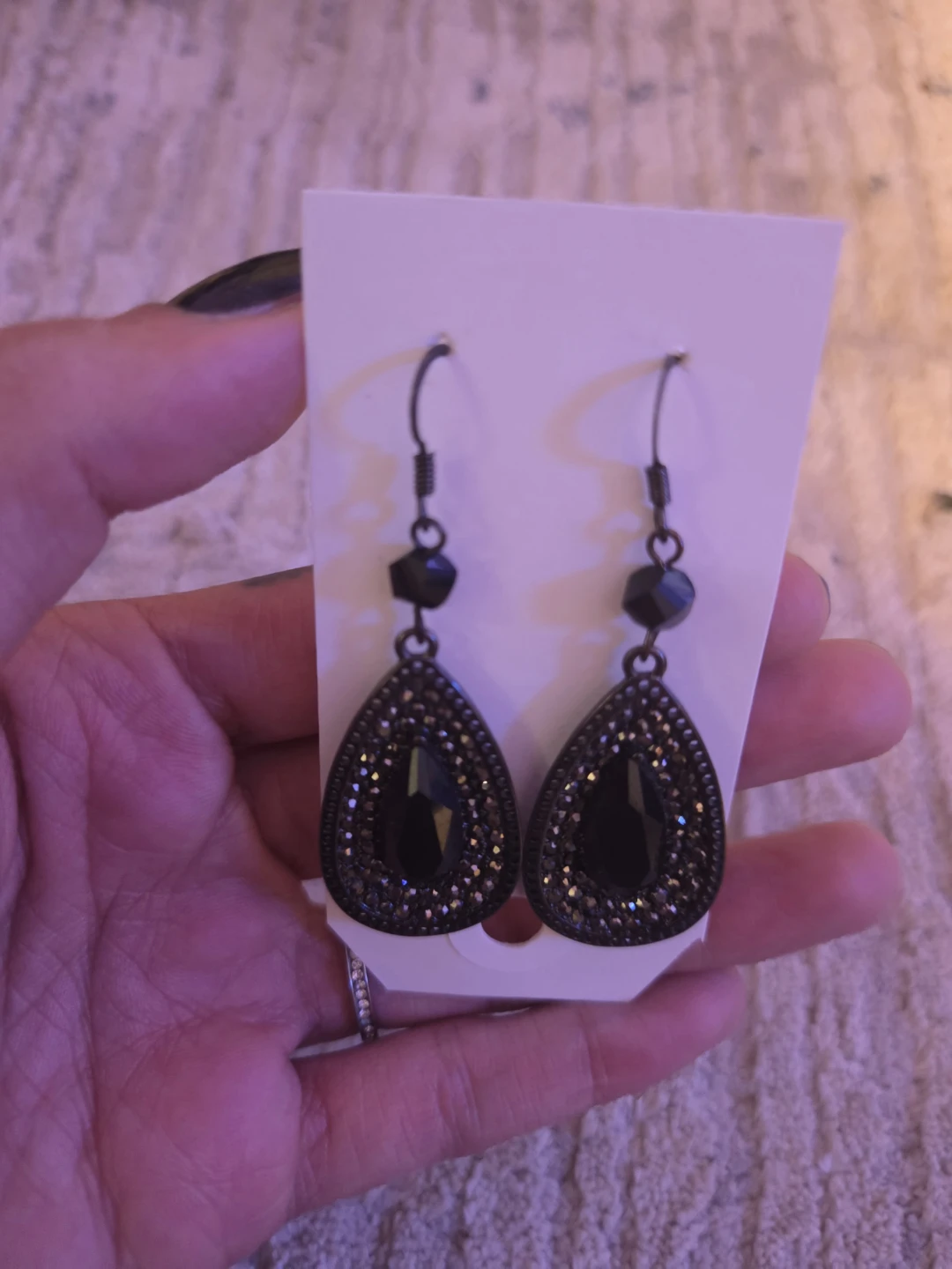 Black Teardrop Dangle Earrings - photo 3