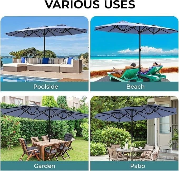 15ft Large Double-Sided Patio Umbrella - photo 4