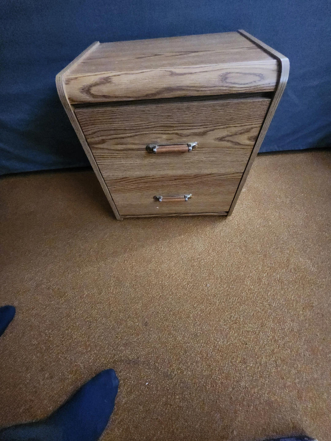 2 Oak style  two-drawer bedside table