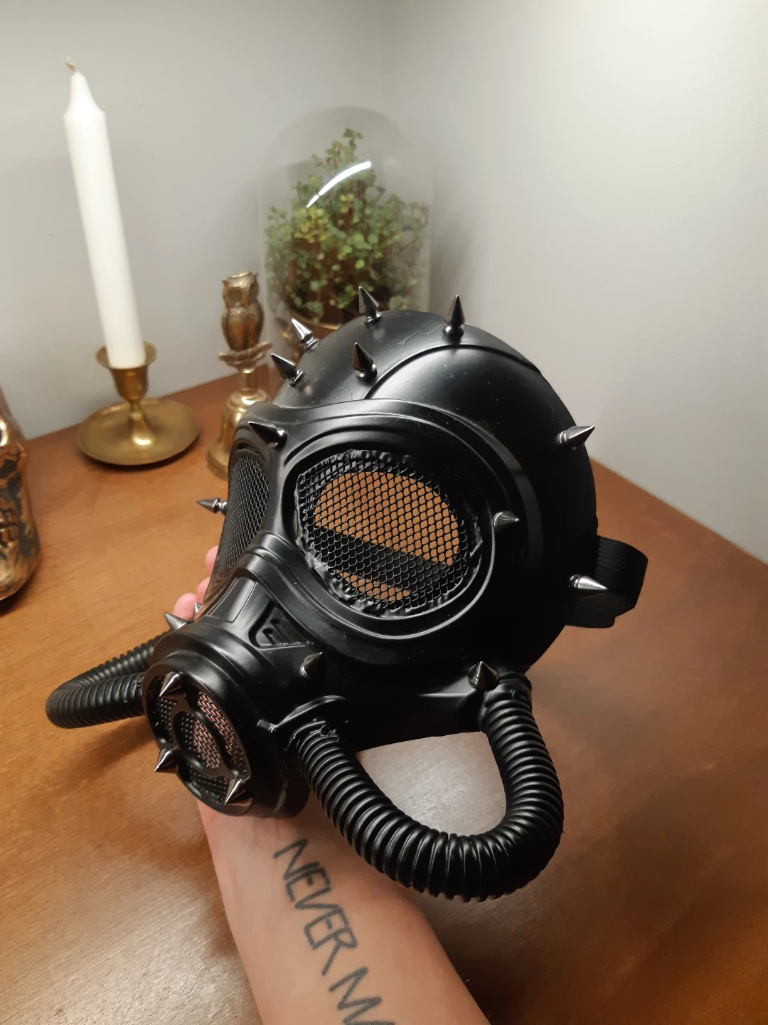 studded steampunk submarine-style halloween gas mask - photo 4