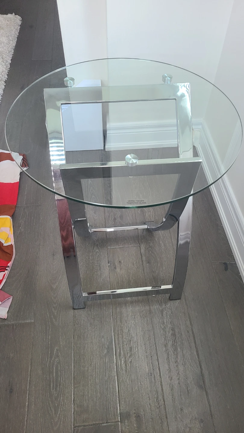 Modern Chrome and Tempered Glass Side Table