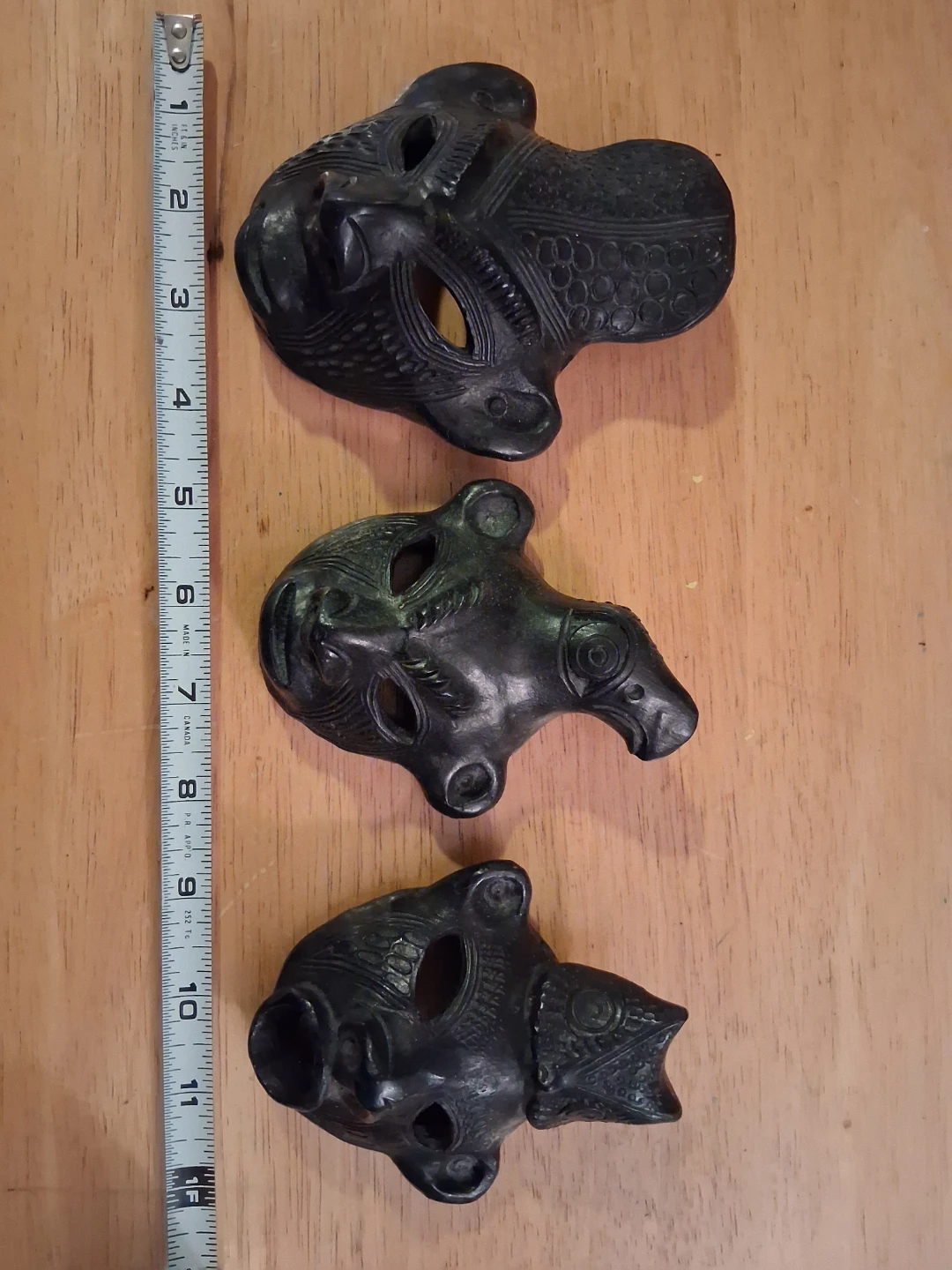 Set of 3 small decorative carved masks
