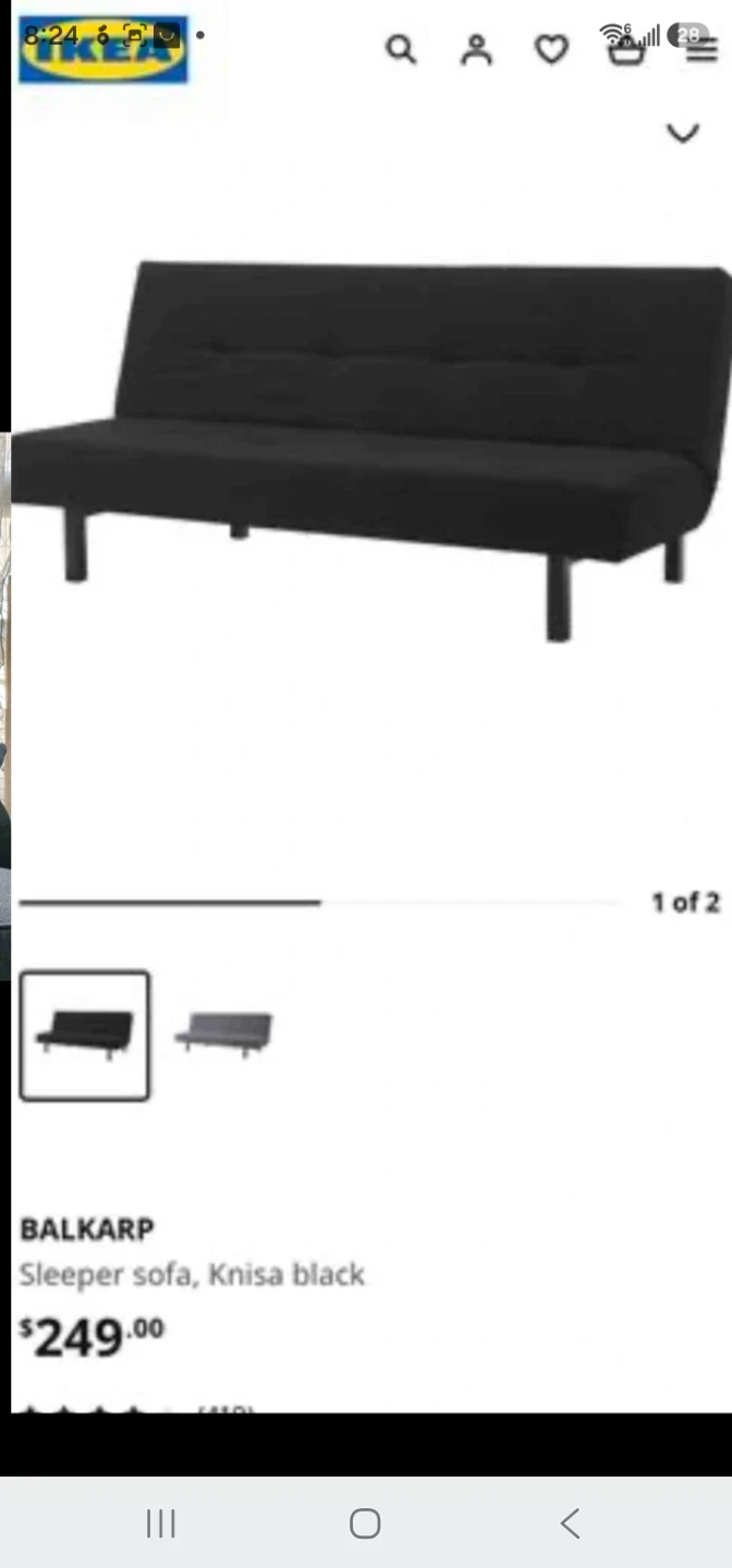 IKEA BALKARP Sleeper Sofa - Knisa Black - photo 2