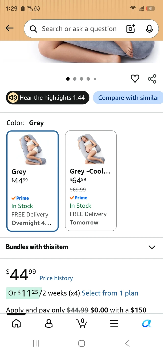 Never used-Grey U-Shaped Maternity Pillow