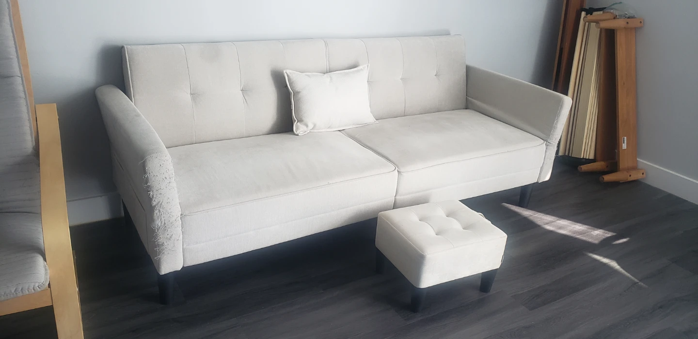 Convertible sofa bed with matching ottoman