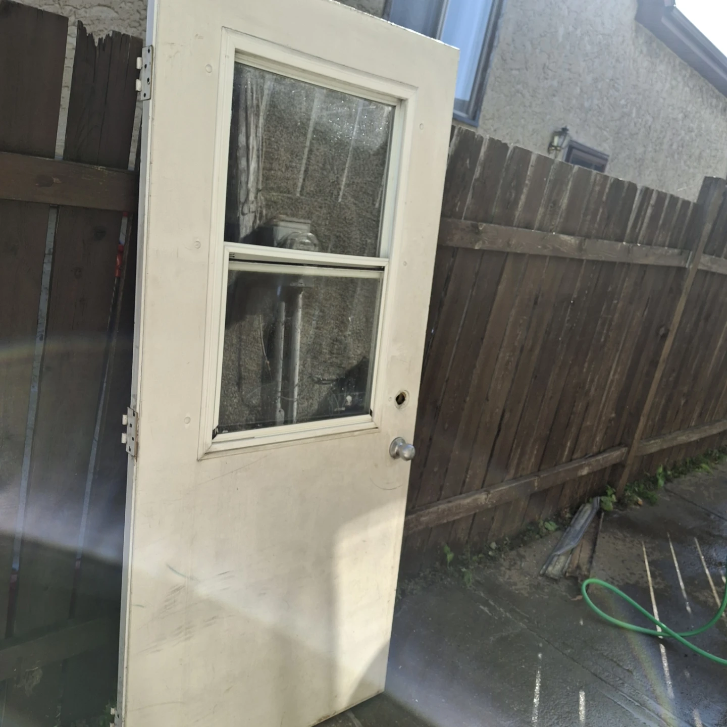 White exterior door with window *defect *