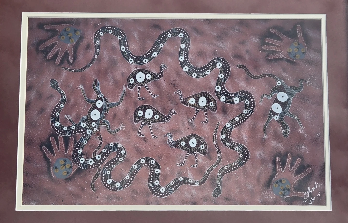 Unique Australian Signed Dot Painting