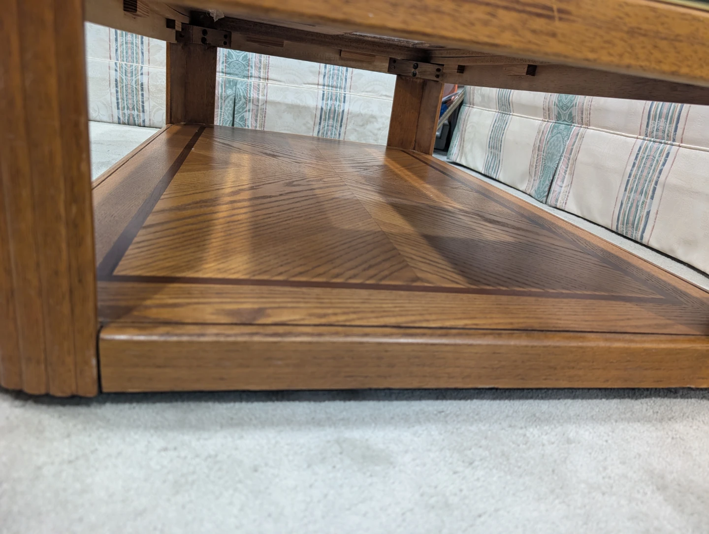 Vintage Oak Coffee Table with Glass Inserts - photo 5