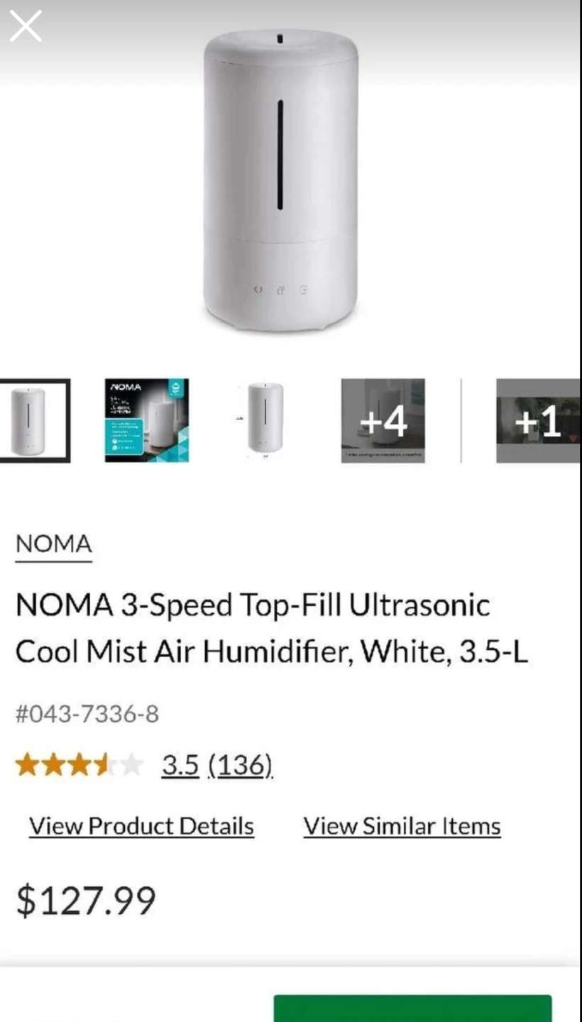 NOMA 3-Speed Top-Fill Ultrasonic Cool Mist Air Humidifier