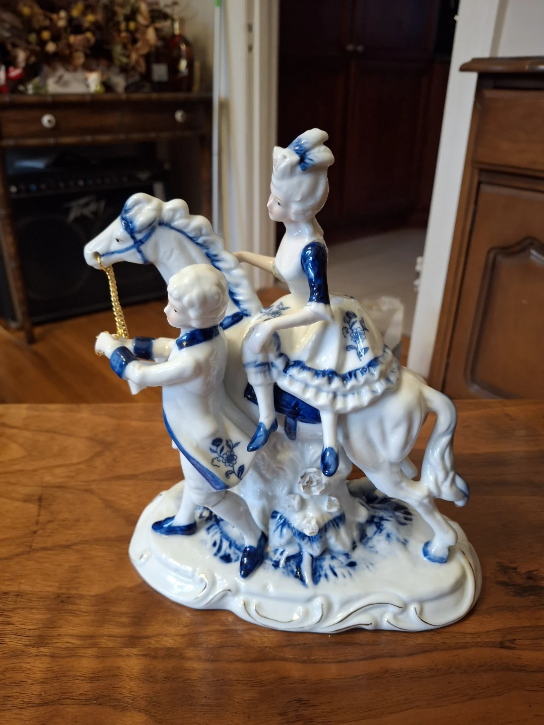Vintage Porcelain Figurine Couple on Horse