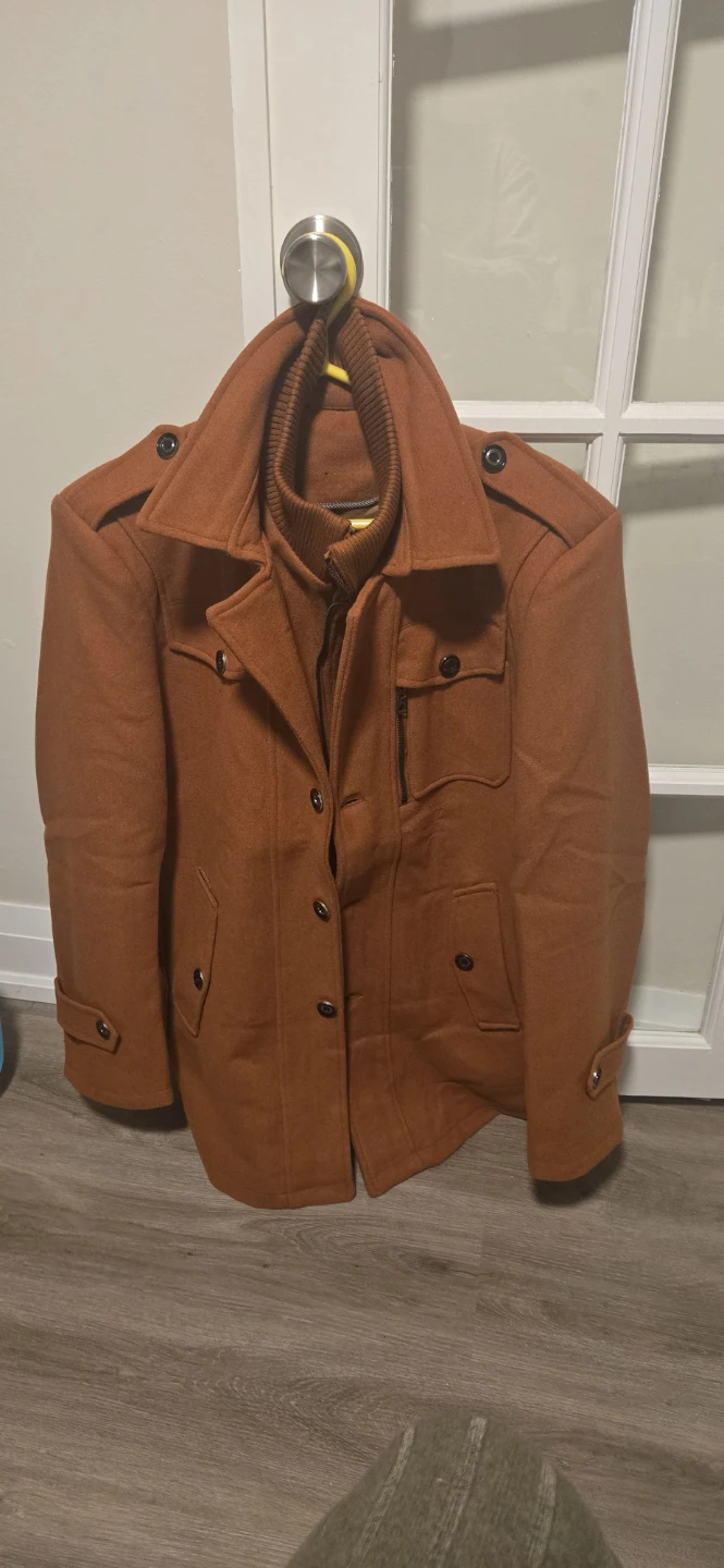 Mens Rust Brown Wool-Blend Coat
