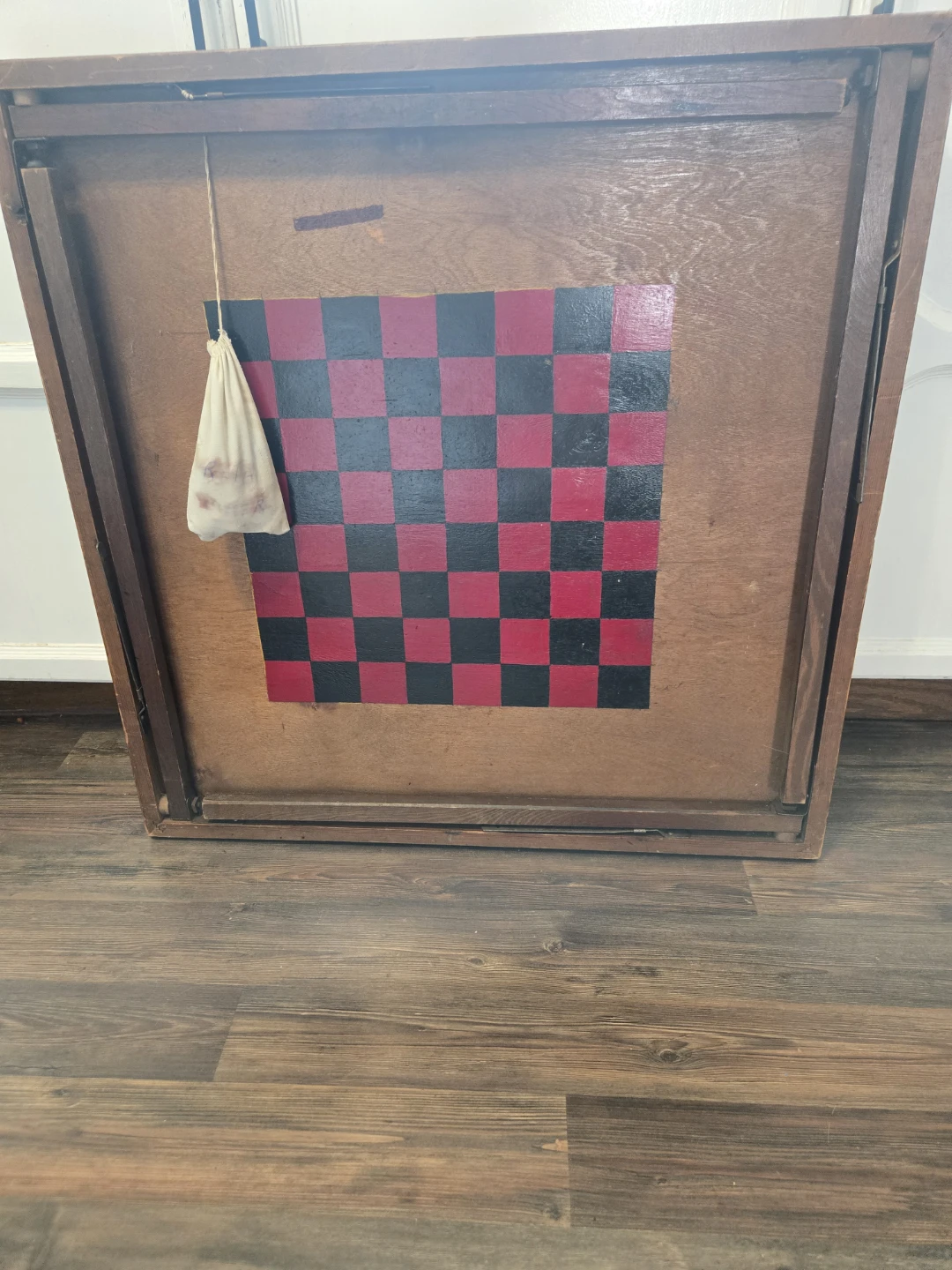 Vintage Wooden Crokinole and Checkers Game Board - photo 2