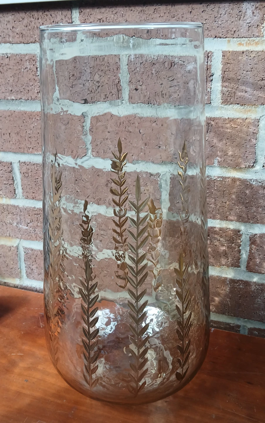 Clear Glass Vase with Gold Leaf Detail