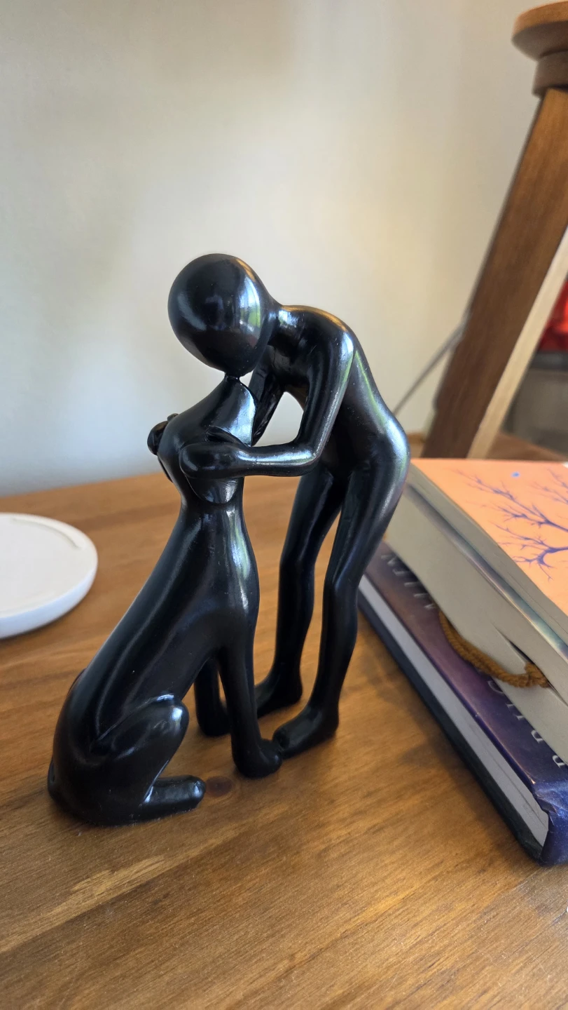 Loyalty - Human & Dog Sandstone Statue *new