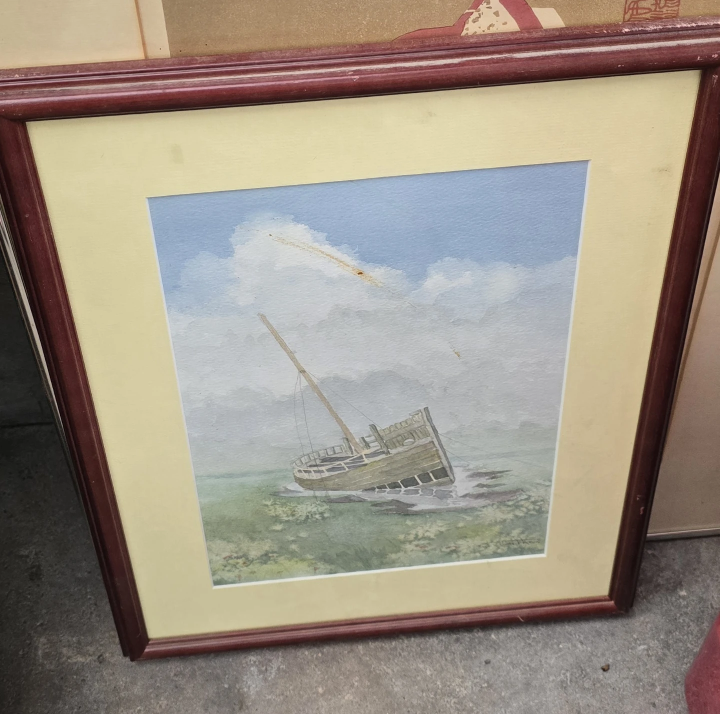 🏈Framed Shipwreck Watercolour Painting