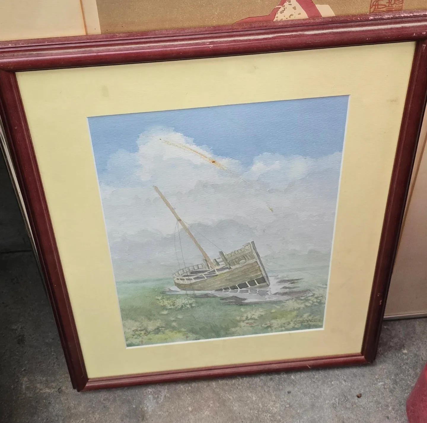 🏈Framed Shipwreck Watercolour Painting