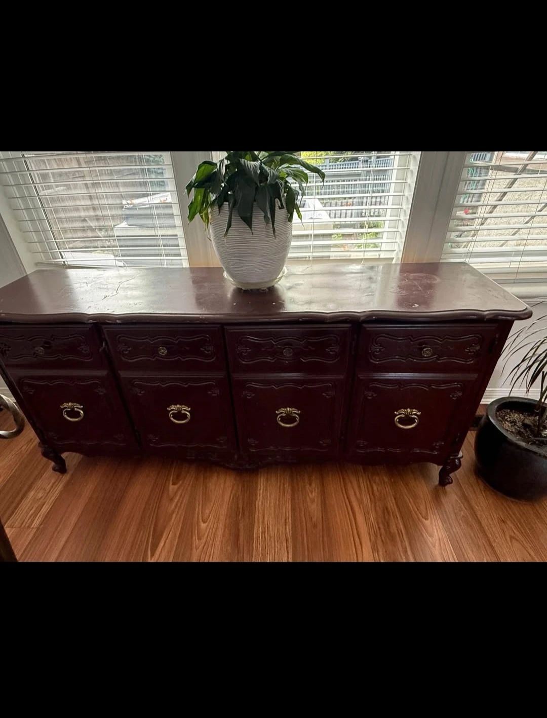 Dark Brown Wood Buffet Sideboard
