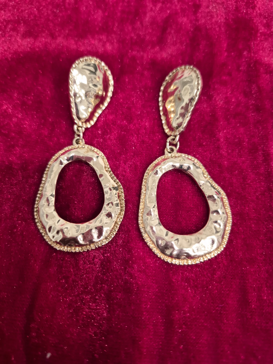 Gold-Tone Hammered Drop Earrings