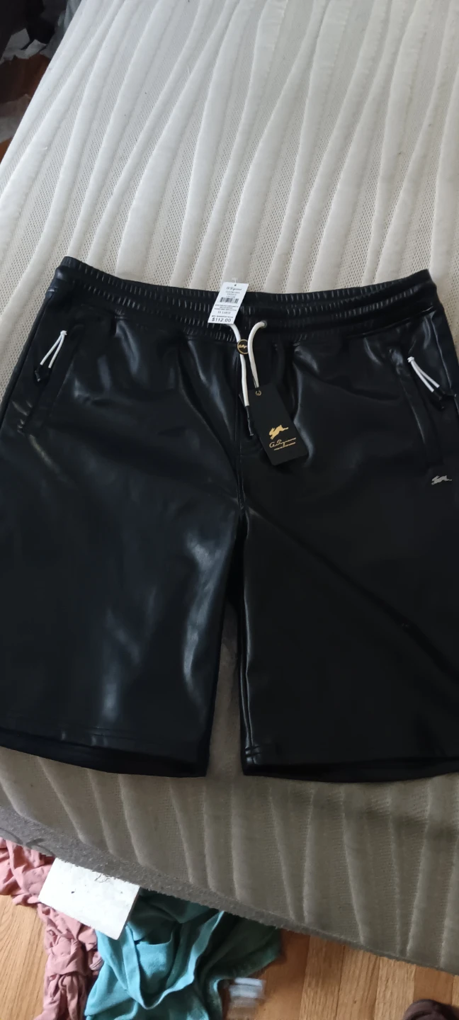 C.P. Rigiano Black Faux Leather Shorts XXL