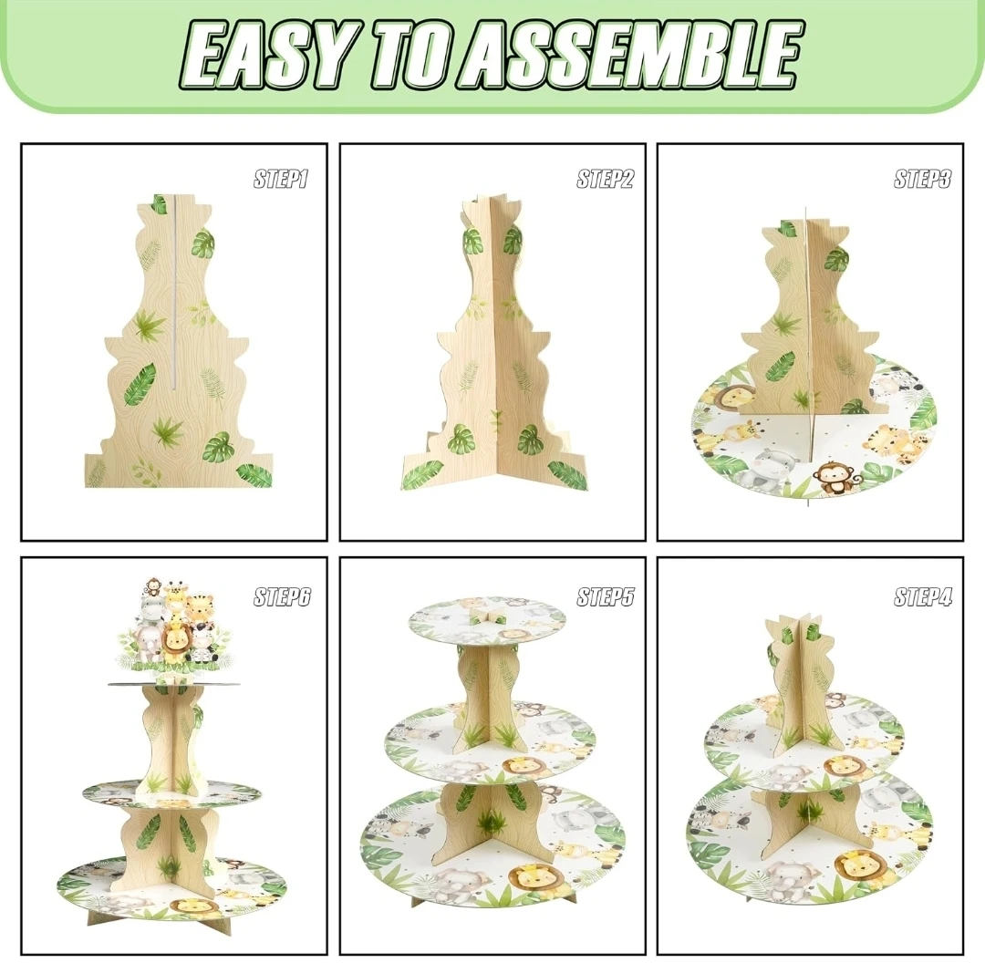 Jungle Animal Themed 3-Tier Cupcake Stand - photo 5