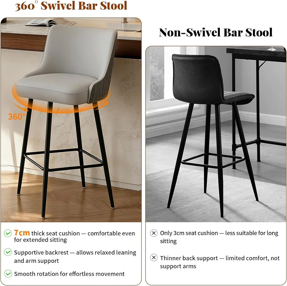 360-degree swivel bar stool with gold lion-head accent - photo 2
