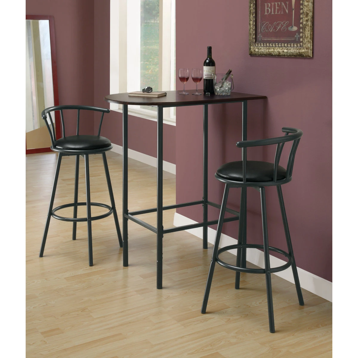 Black Swivel Bar Stools with Back (for both stools)